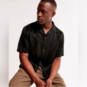 Abercrombie camp collar cropped jacquard shirt size XL NWT